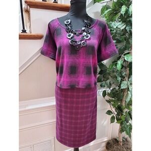 Cato Women's Purple Polyester Round Neck Short Sleeve Knee Length Dress 22/24W